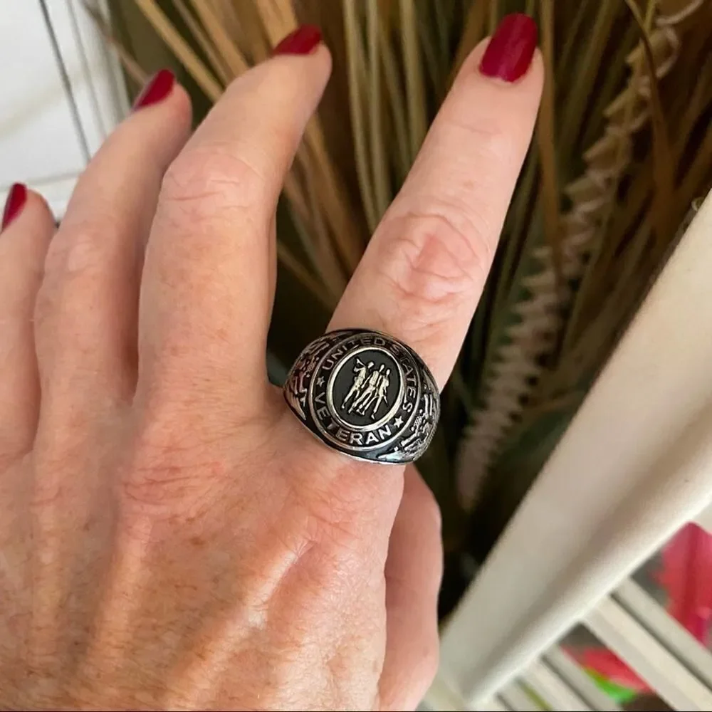 Stainless Steel United States Veteran Ring Sizes 9,10,11,12